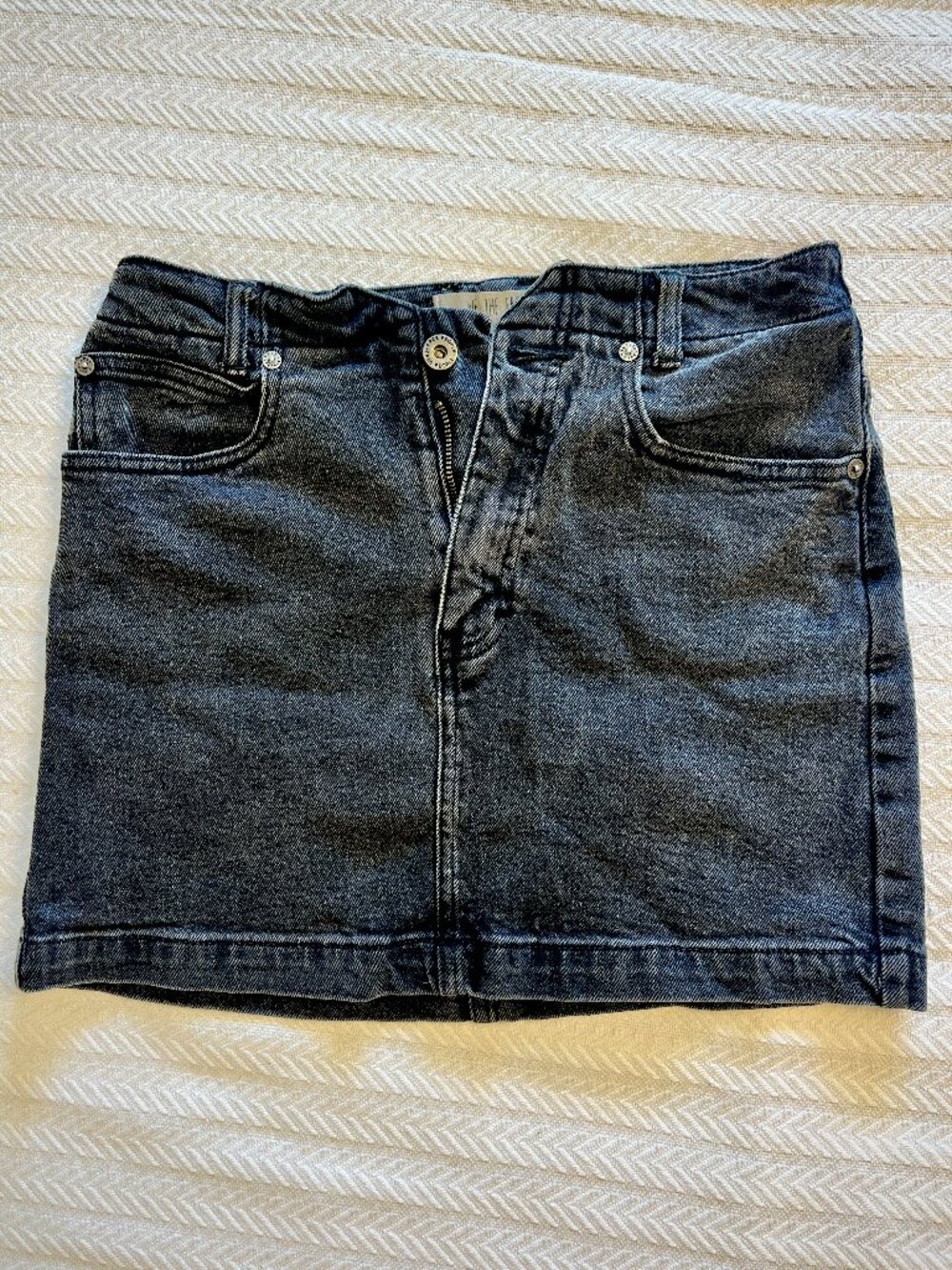 Free People We The Free Black Acid Wash Denim Mini Skirt | Size 27